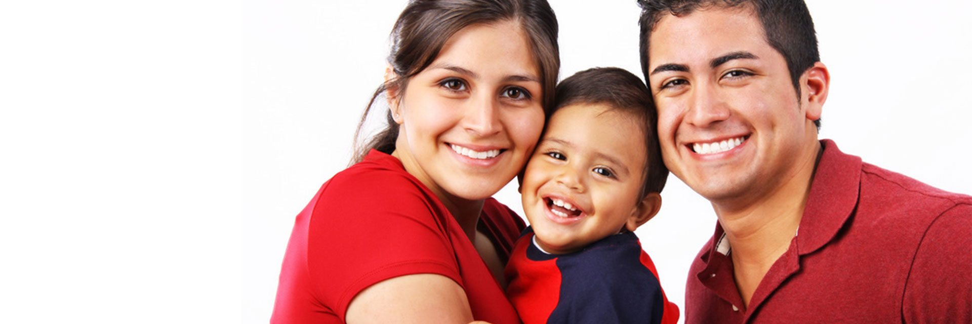 banner happy family with baby smiling discover dental